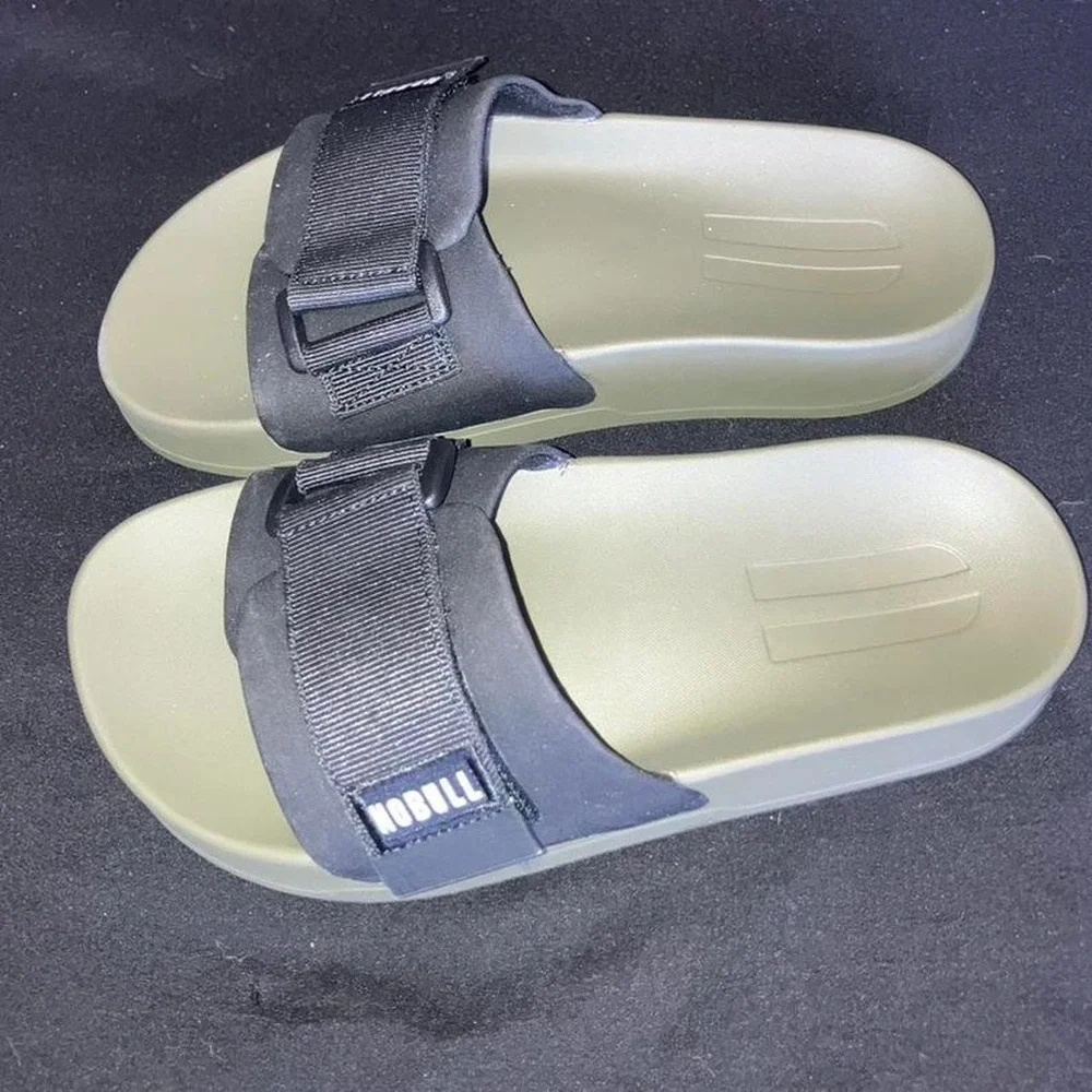 Nobull Black + Green Slides Size 3 Boys Size 4.5 Girls'